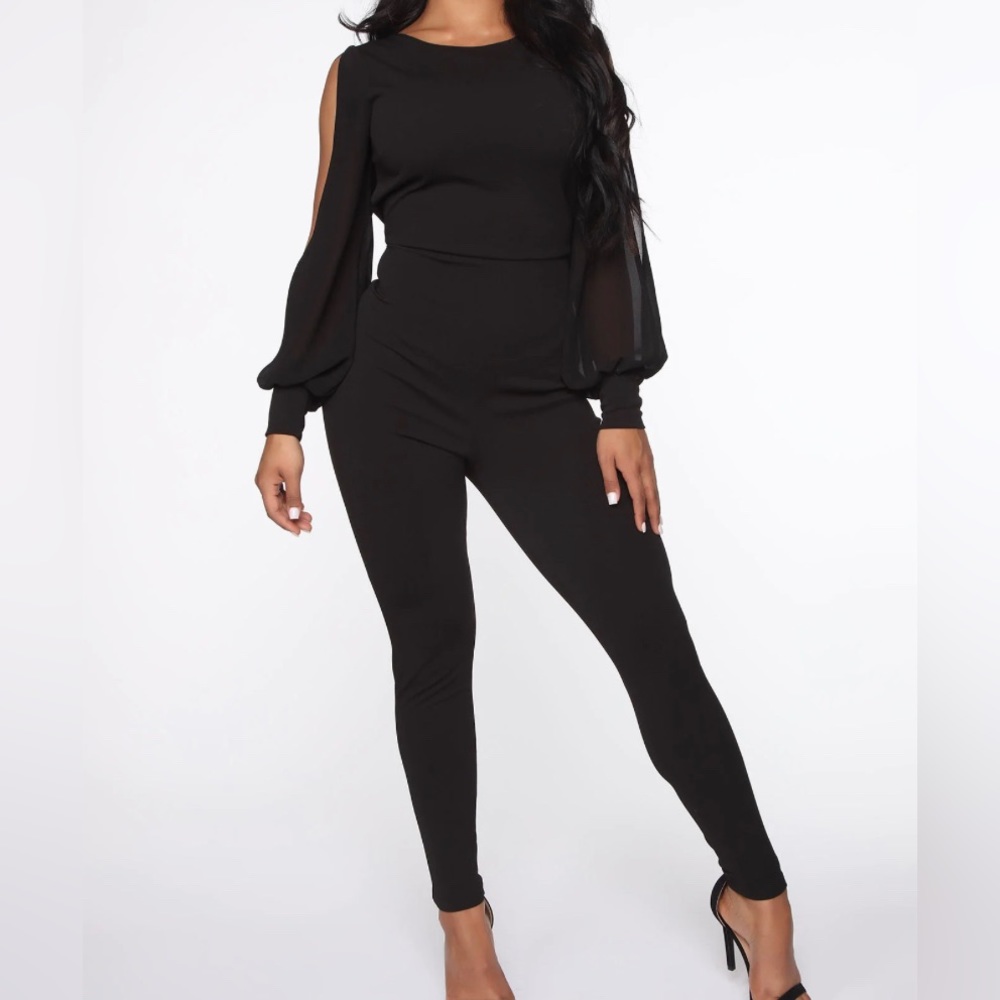 Black jumpsuit with open back